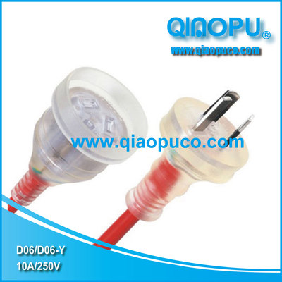 QIAOPU 乔普透明澳大利亚power cord plug电源线插头D06 D06-Y