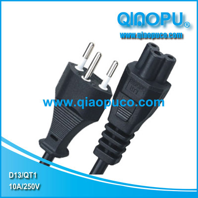 QIAOPU/乔普瑞士三芯插头|瑞士SEV认证三芯插头电源线|瑞士电源线插头--配C5米老鼠尾QT1