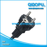 QIAOPU三芯欧式直插电源线规格，VDE认证带接地插头电源线，欧标电源线